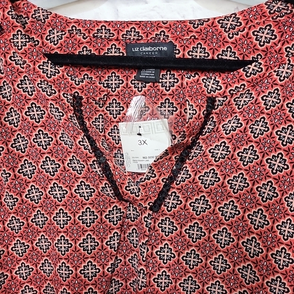 Liz Claiborne NWT Career Women's 3X Button Roll‎ Up Sleeve Blouse Professional - Picture 6 of 9